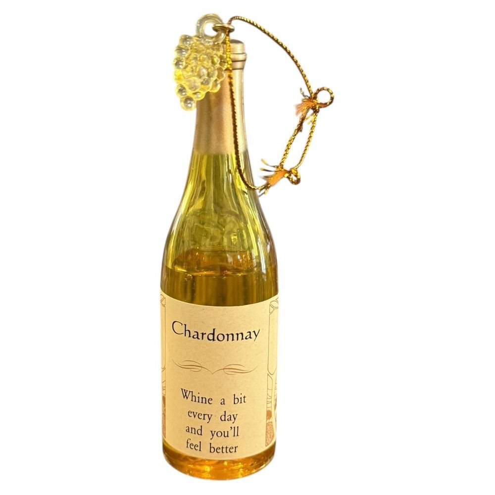 Chardonnay Wine Vintage Funny Humorous Christmas Tree Holiday Ornament.